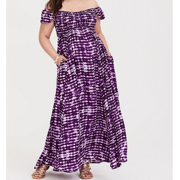 torrid Dresses & Skirts - EUC Torrid Purple Tie-dye Challis Maxi Dress